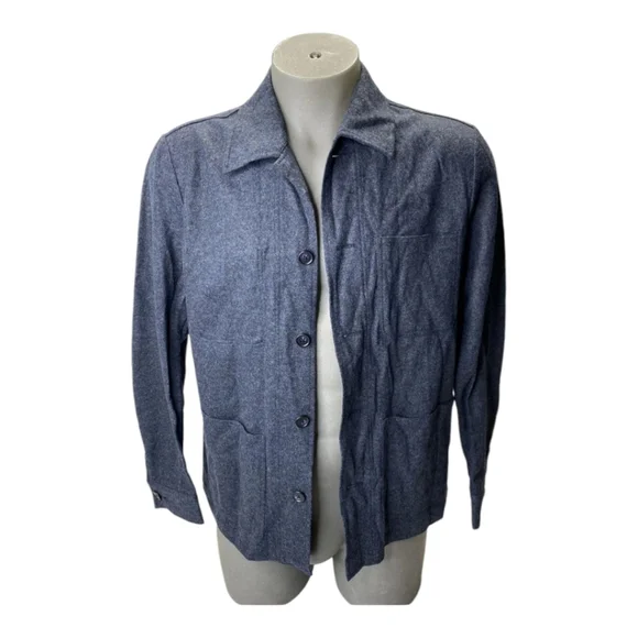 NEW ALAN PAINE Men's US M Richmond Wool Blend Knitted Shacket Shirt Jacket Navy - Picture 1 of 7